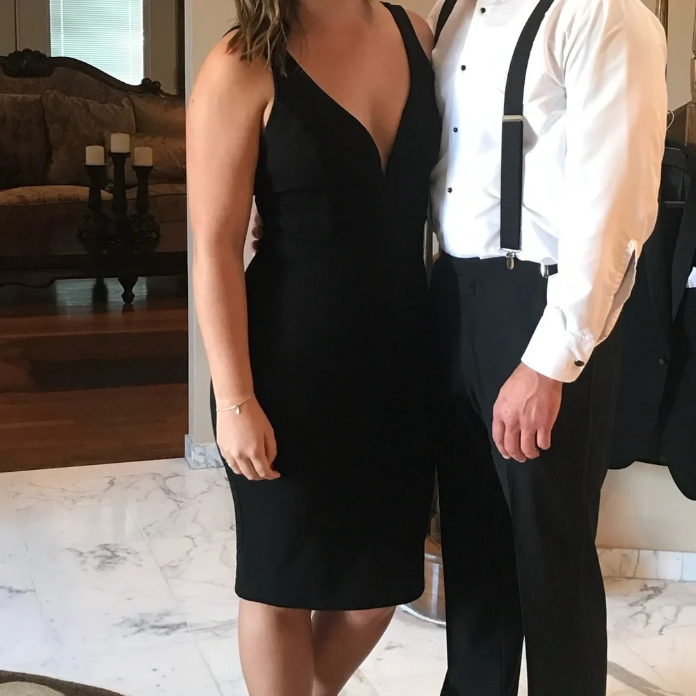 Lulu's Black V-Neck Sheath Dress - Picture 6 of 6